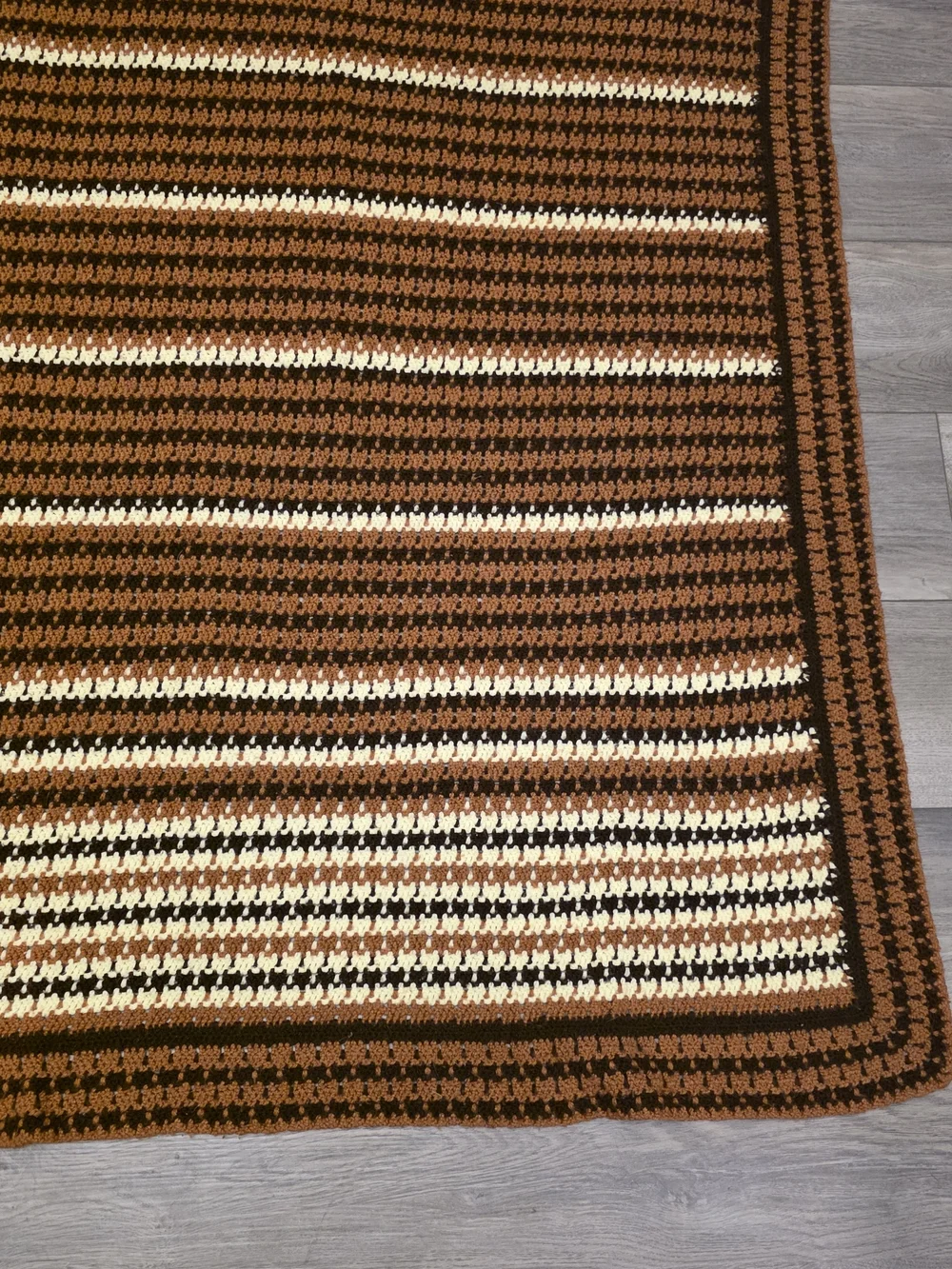 Vintage 1970s Style Handmade Crochet Afghan Blanket Size 56x54